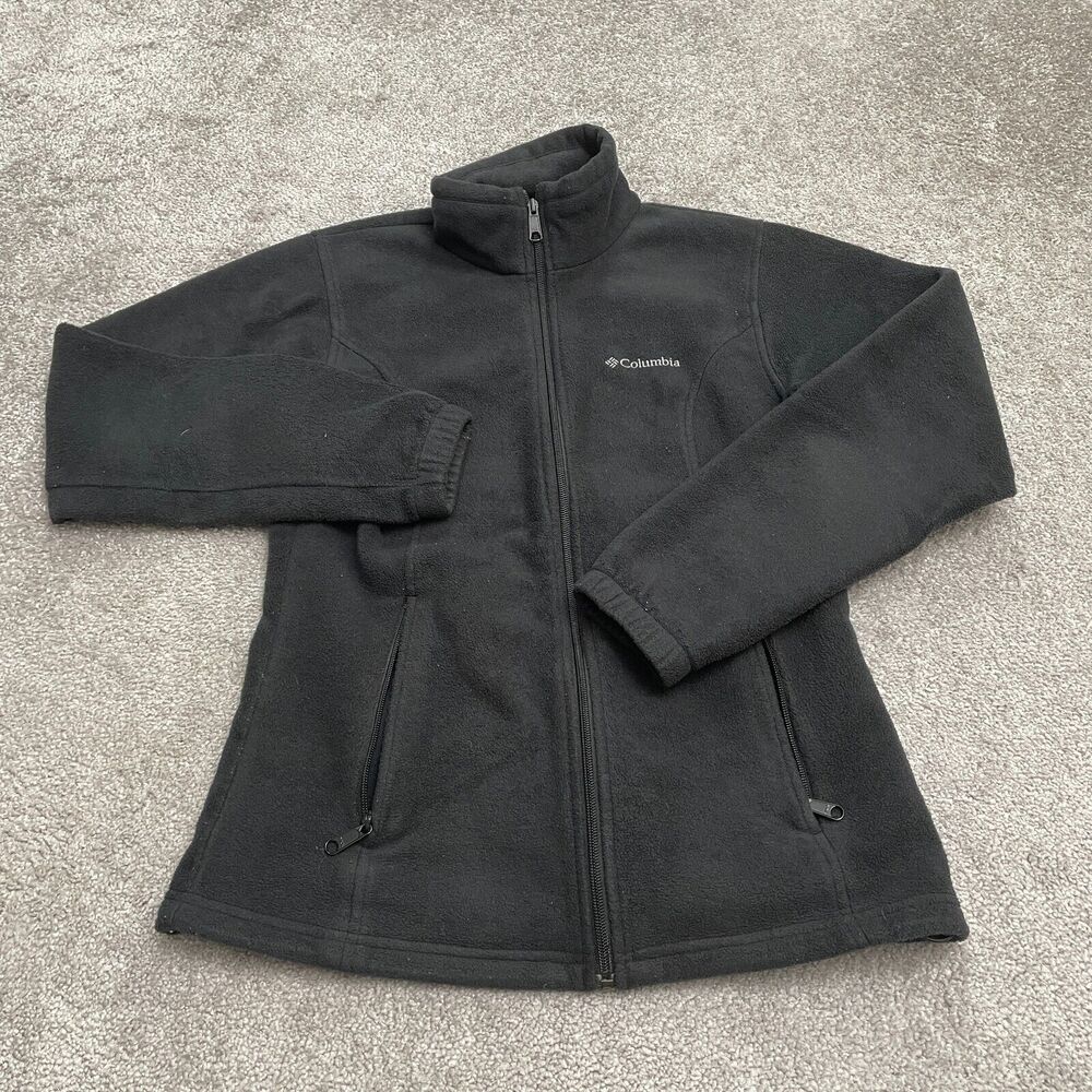 Columbia Benton Springs Fleece Jacket Women Small Black Full Zip Outdoor Hiking